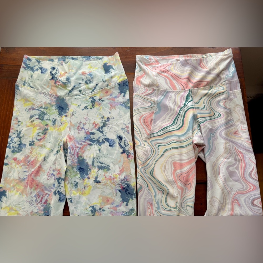 NWOT Old Navy TALL yoga pants, leggings, 2 pair retro funky boho